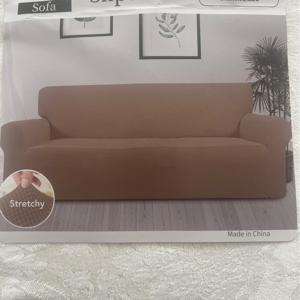 Easy-Going Stretch Sofa Slipcover Color Natural NWT